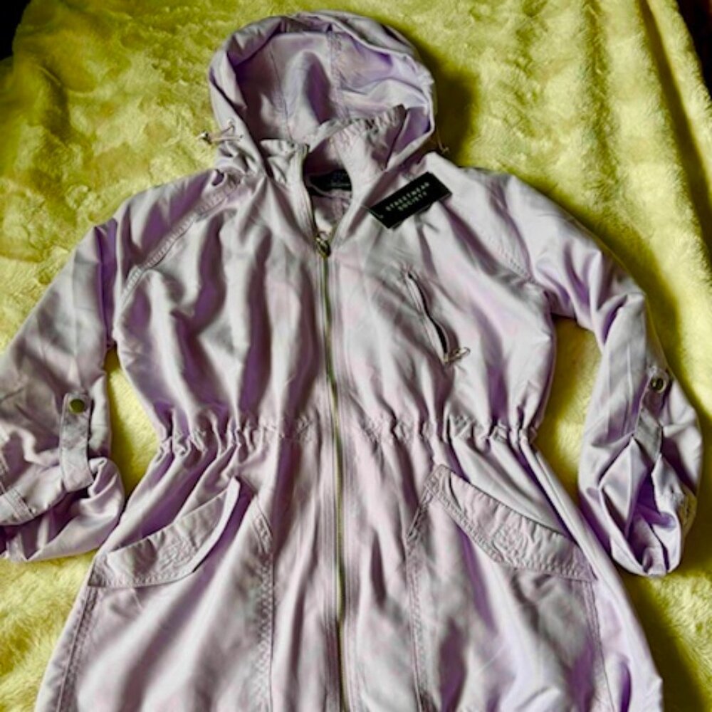 Streetwear Society Mauve Unlined Hooded Windbreaker Jackets Ladies Size S  NWT